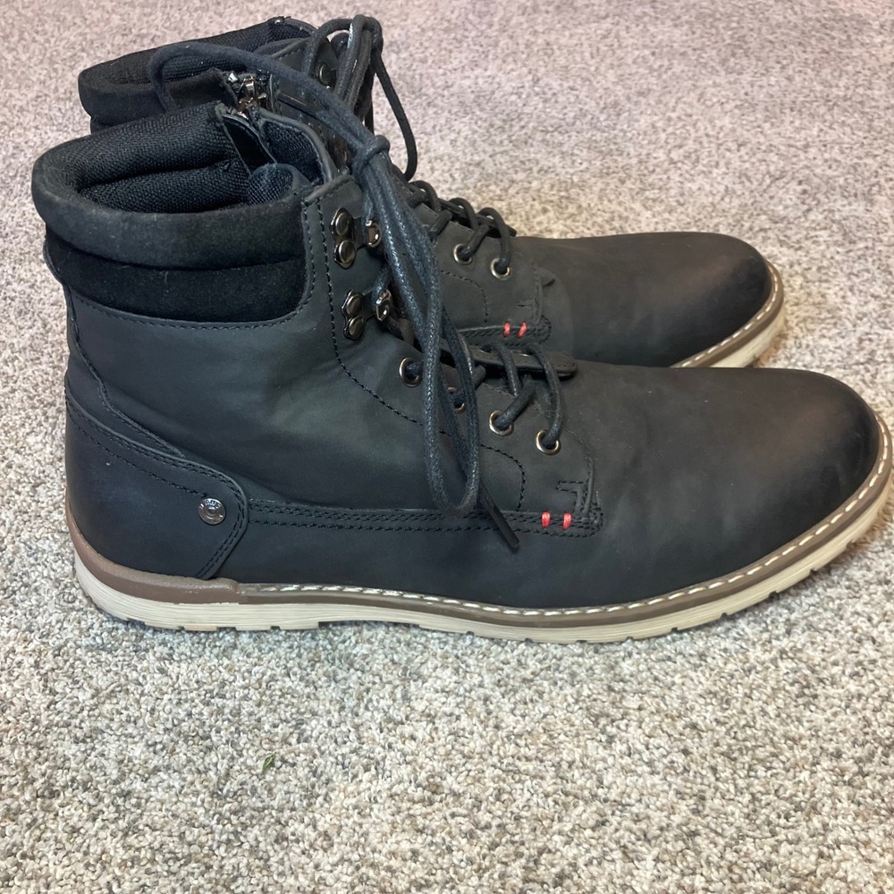 Vostey Men Black Lace Up Side Zip Combat Chukka Boots BMY671B Size 11 Moto Urban